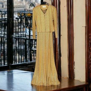 Valerie Kasale Paris Textured Gold 2 Pc Evening Gown